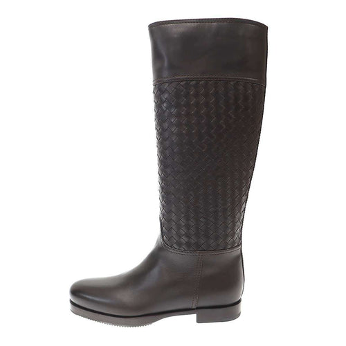 Bottega Veneta Intrecciato Leather Long Boots Brown 36 — view 2