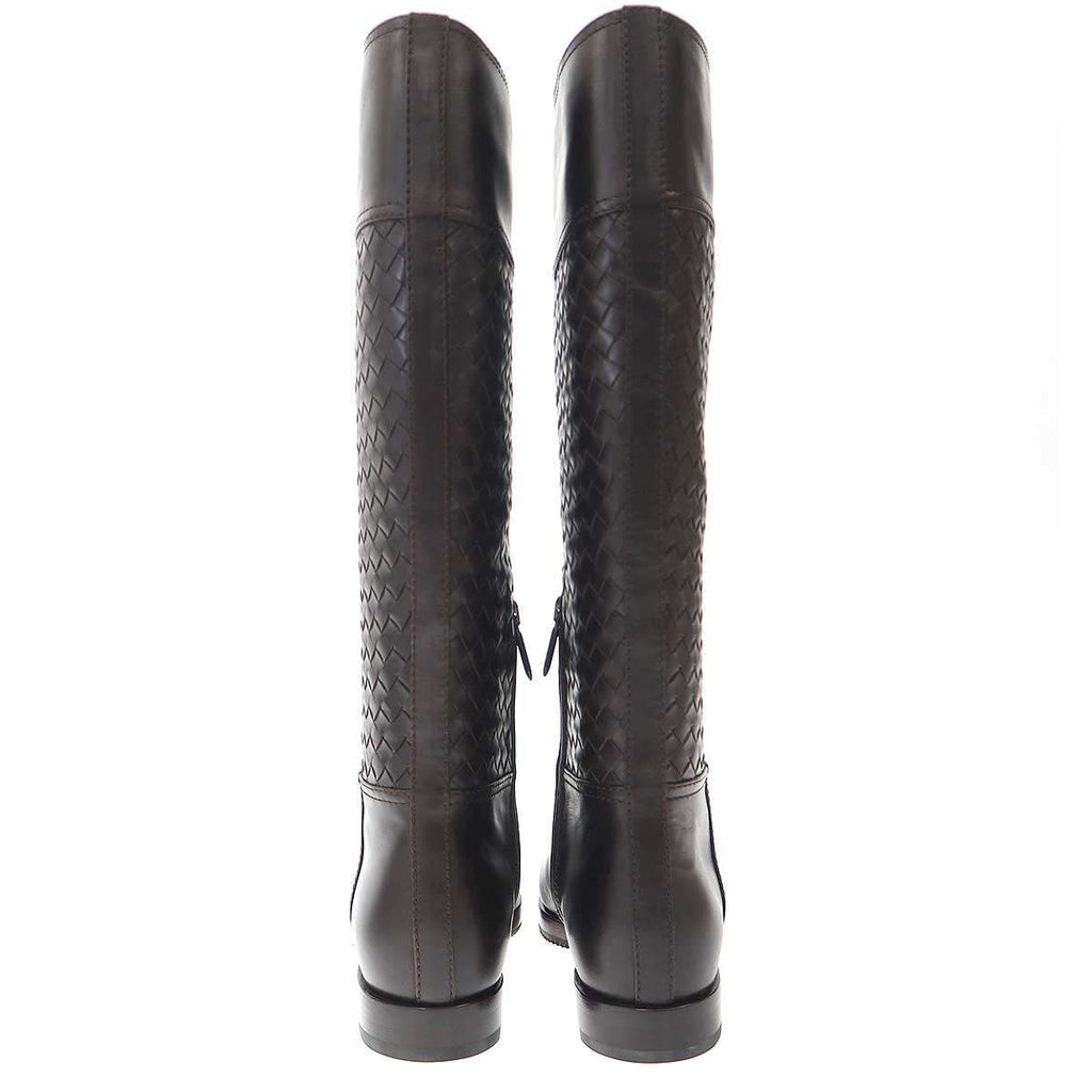 Bottega Veneta Intrecciato Leather Long Boots Brown 36 — view 3