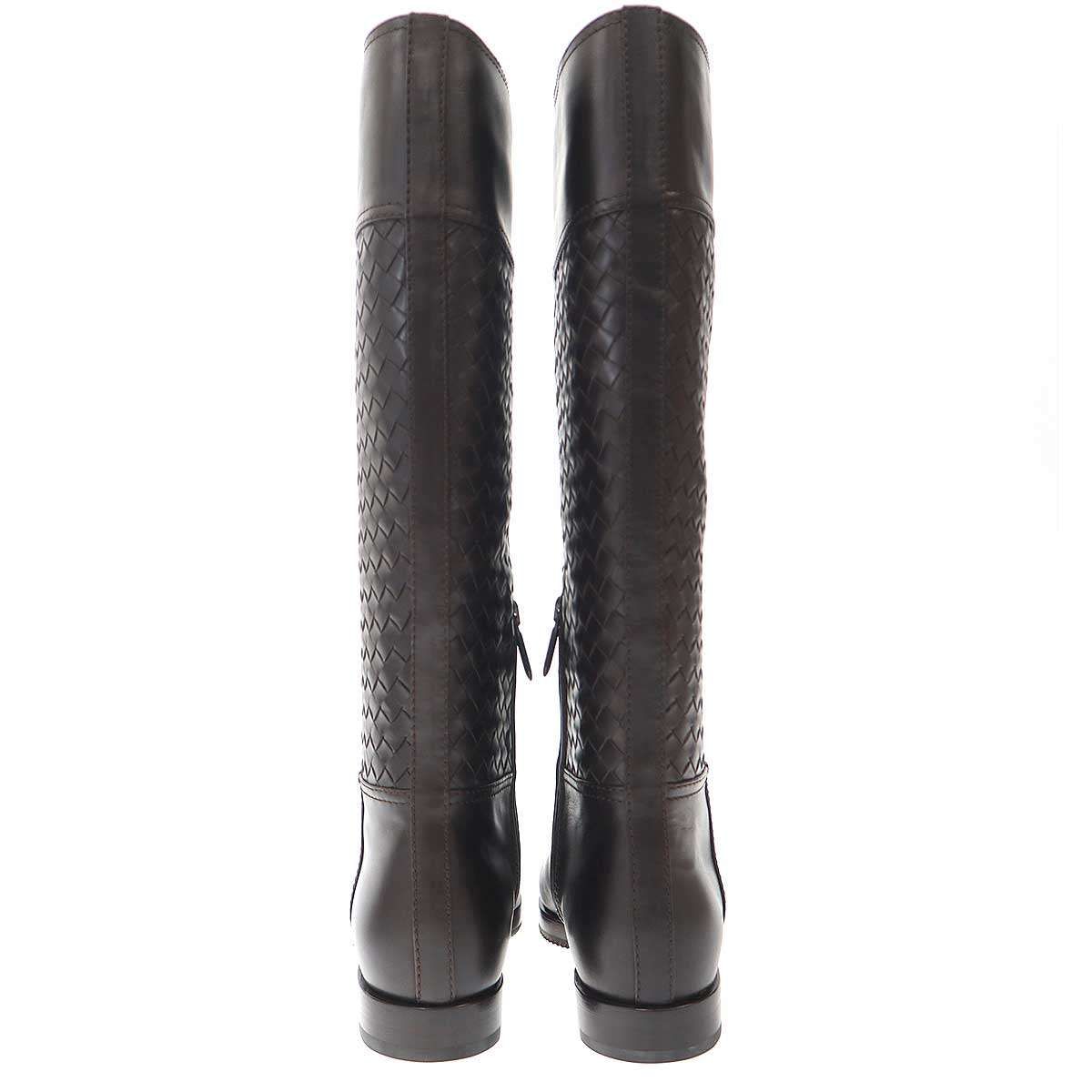 Bottega Veneta Intrecciato Leather Long Boots Brown 36 — view 3