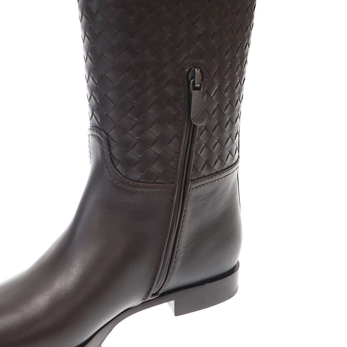 Bottega Veneta Intrecciato Leather Long Boots Brown 36 — view 7