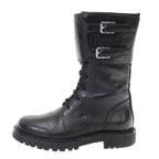 Dior Christian Ground Leather Belt Combat Boots Black 36.5 — view 2