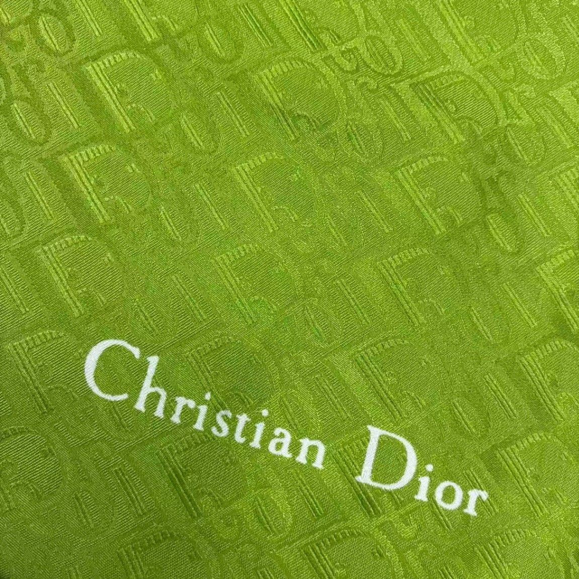 Dior Christian Scarf Silk All Over Pattern Green — view 6