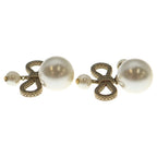 Dior Ribbon Pearl Earrings Rhinestone Gold — view 3