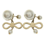 Dior Ribbon Pearl Earrings Rhinestone Gold — view 2
