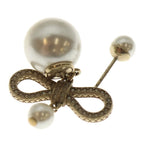 Dior Ribbon Pearl Earrings Rhinestone Gold — view 5