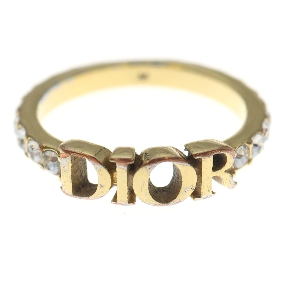 Dior Logo Ring Rhinestone Gold M — view 5