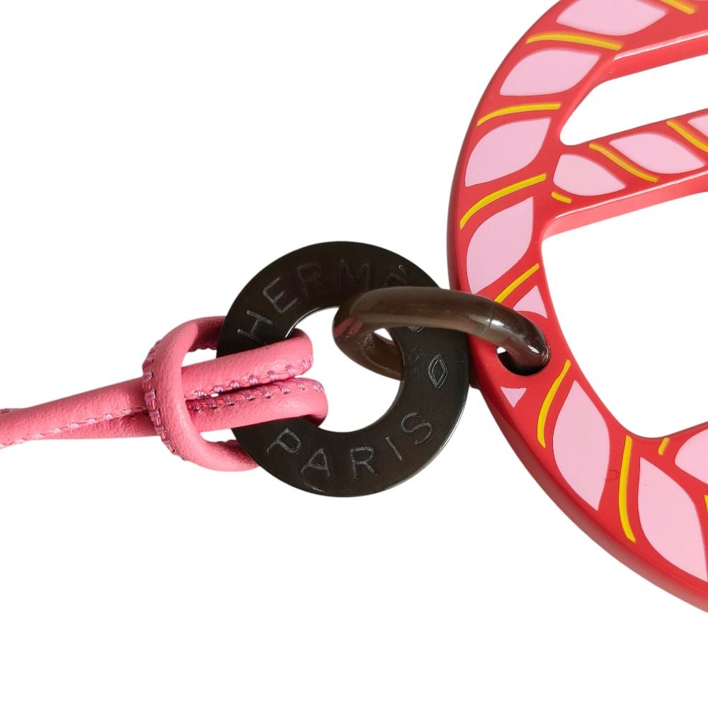 Hermes Equipe Nautic Leather Cord Pendant Necklace Pink — view 7