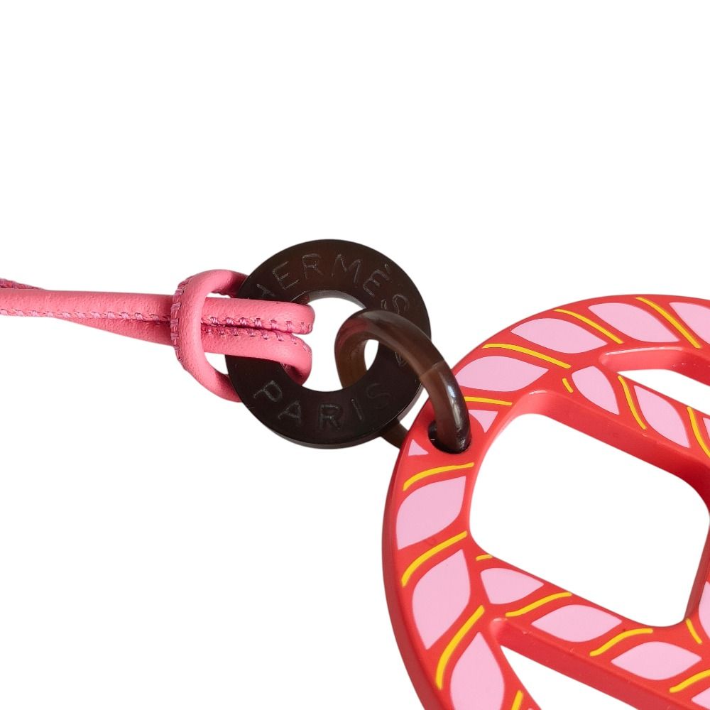 Hermes Equipe Nautic Leather Cord Pendant Necklace Pink — view 3