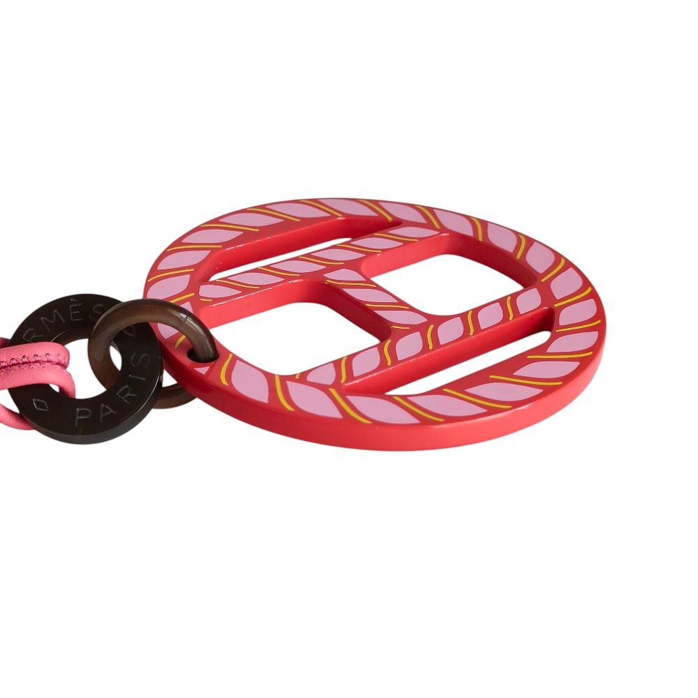 Hermes Equipe Nautic Leather Cord Pendant Necklace Pink — view 4