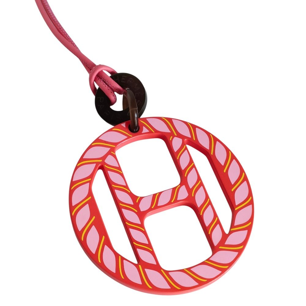 Hermes Equipe Nautic Leather Cord Pendant Necklace Pink — view 2