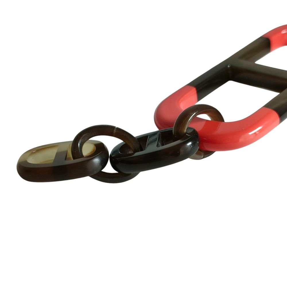 Hermes Amar Buffalo Horn Leather Cord Pendant Necklace Red Brown — view 3