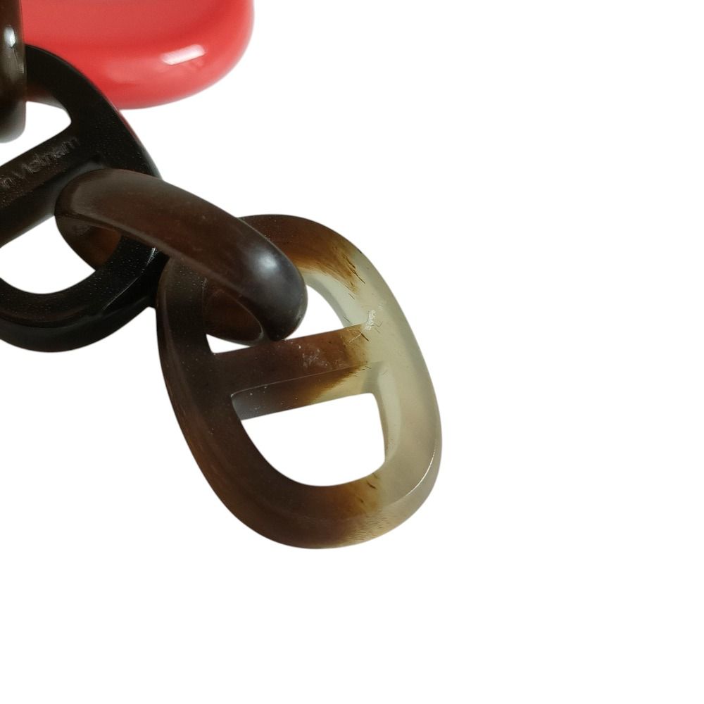 Hermes Amar Buffalo Horn Leather Cord Pendant Necklace Red Brown — view 8