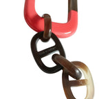Hermes Amar Buffalo Horn Leather Cord Pendant Necklace Red Brown — view 7