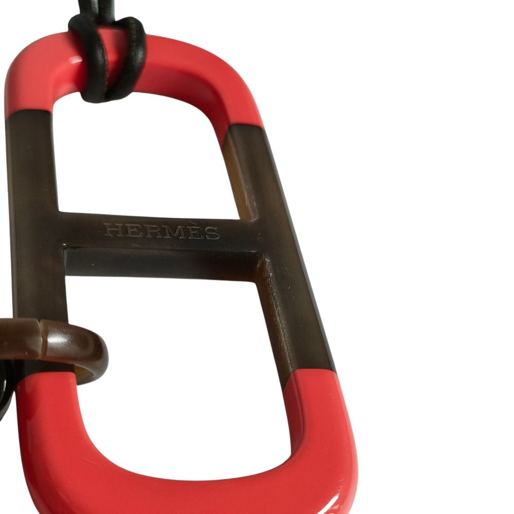Hermes Amar Buffalo Horn Leather Cord Pendant Necklace Red Brown — view 6