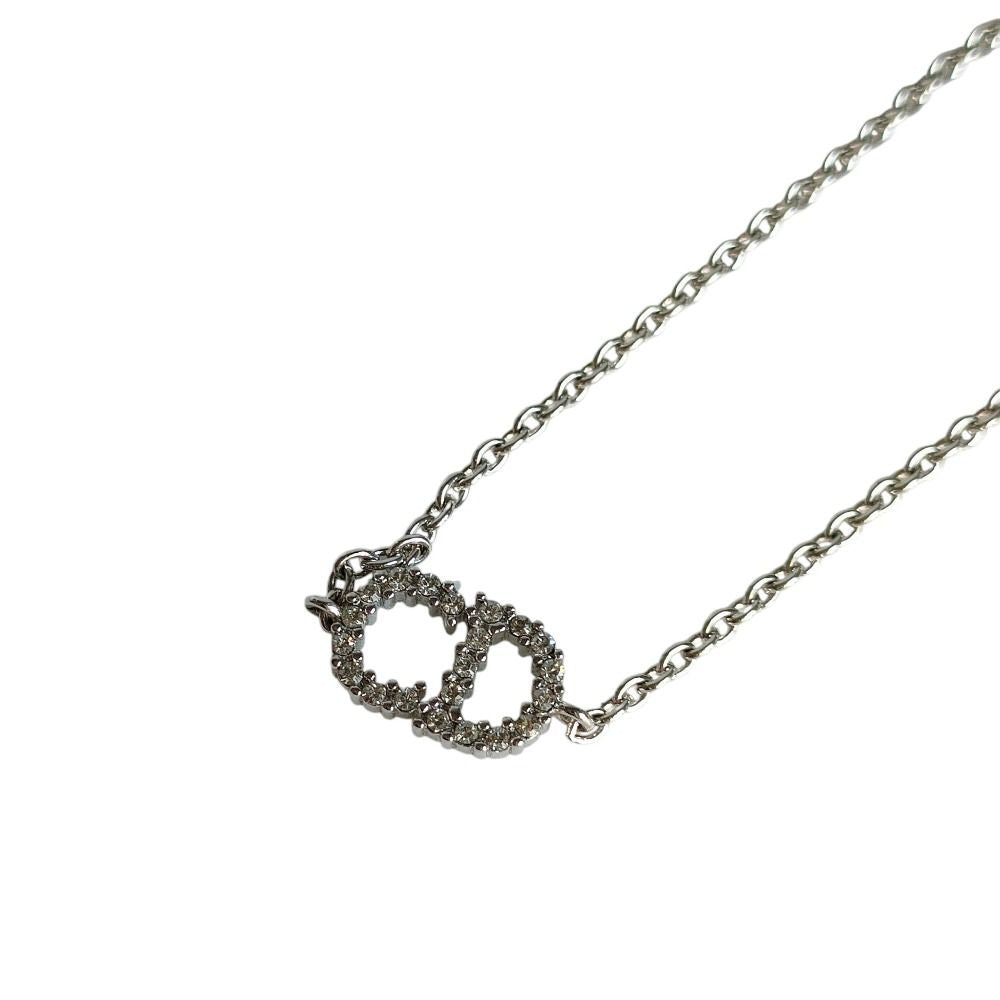 Dior Christian Rhinestone Clair D Lune Chain Bracelet Silver Metal — view 2