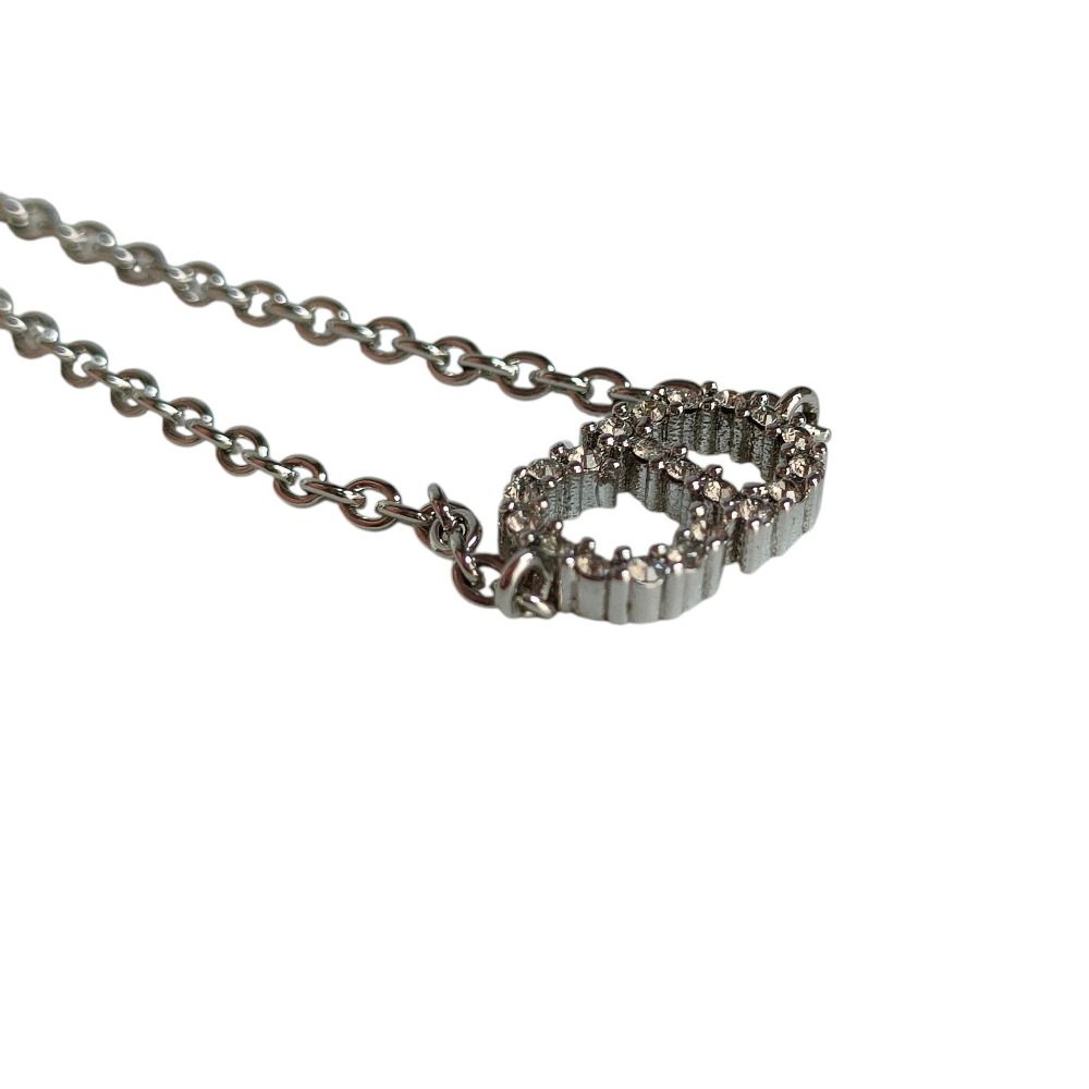 Dior Christian Rhinestone Clair D Lune Chain Bracelet Silver Metal — view 3