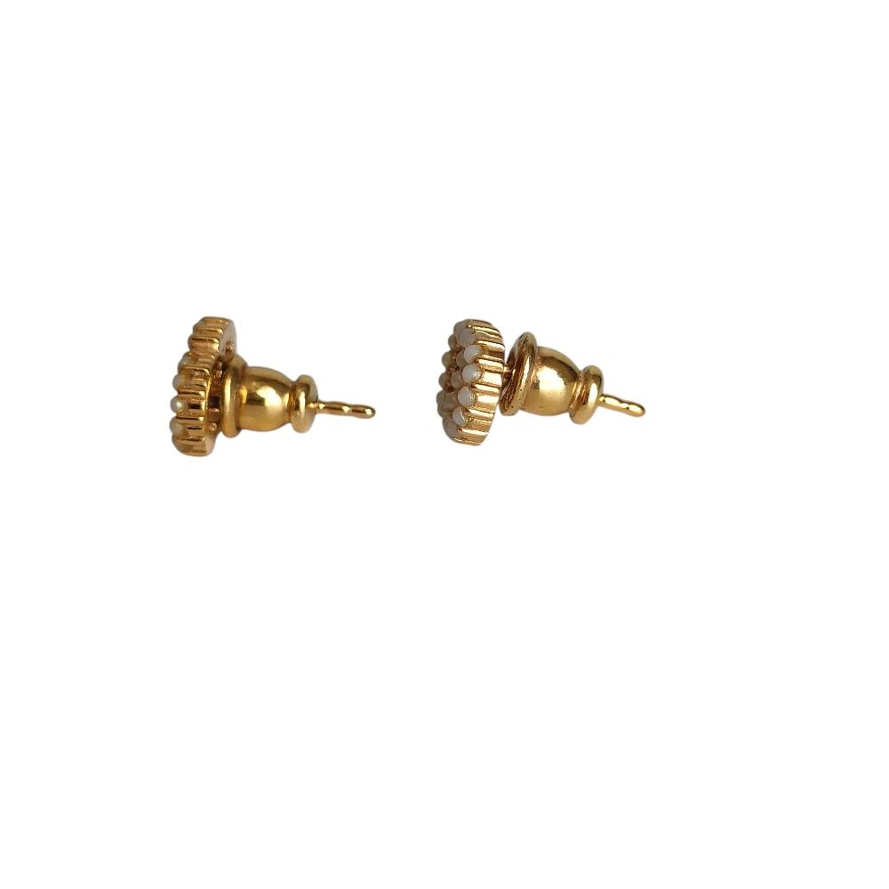 Dior Christian Clair D Lune Pearl Stud Earrings Gold Color — view 2