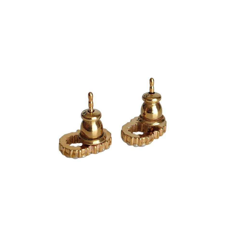 Dior Christian Clair D Lune Pearl Stud Earrings Gold Color — view 4