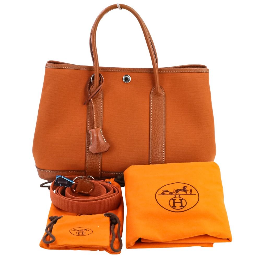 Hermes Garden Party Tpm Toile Officier Negonda Tote Potiron — view 9