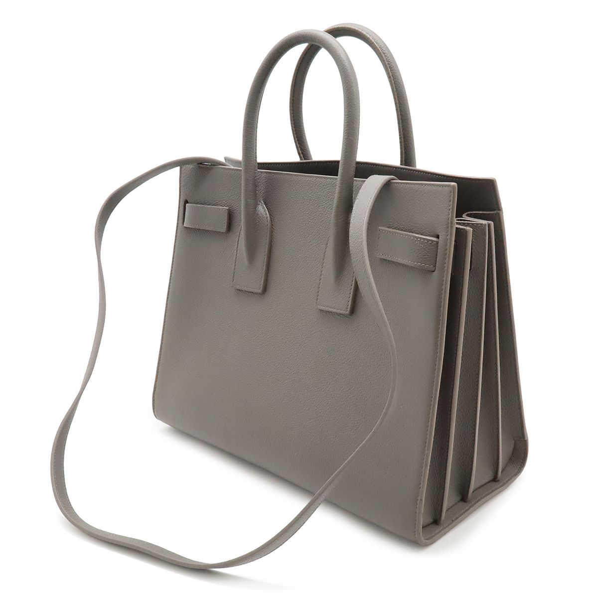 Saint Laurent Paris YSL Sac Dojour Small Handbag 2-Way Shoulder Leather Gray — view 2