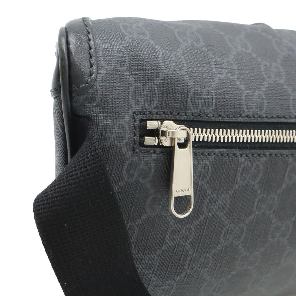 Gucci GG Supreme Large Waist Bag Leather Black Dark Gray — view 8
