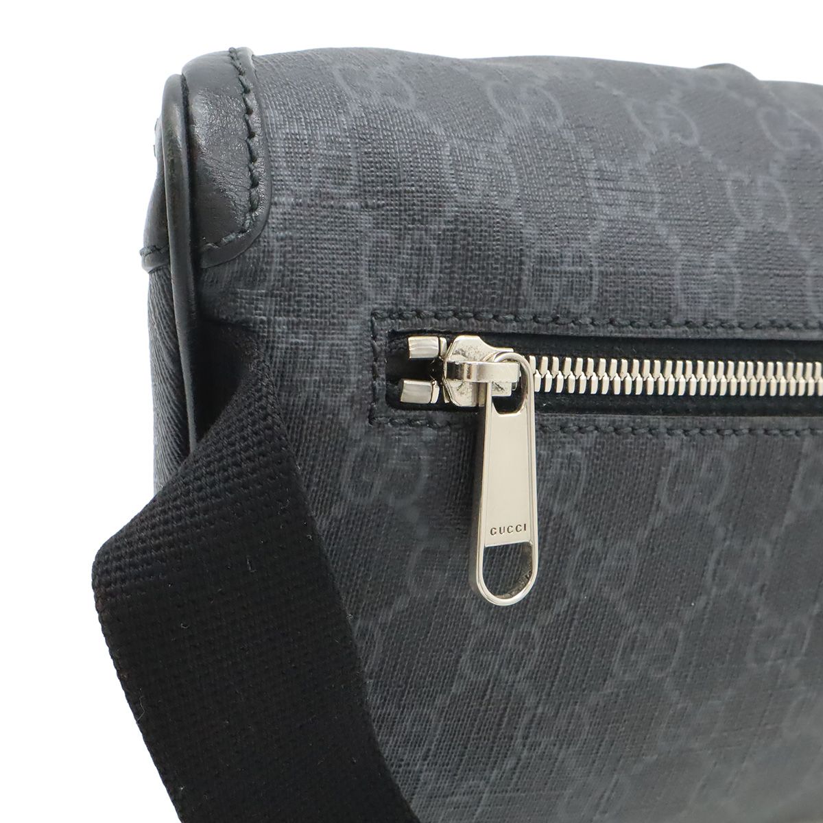Gucci GG Supreme Large Waist Bag Leather Black Dark Gray — view 8