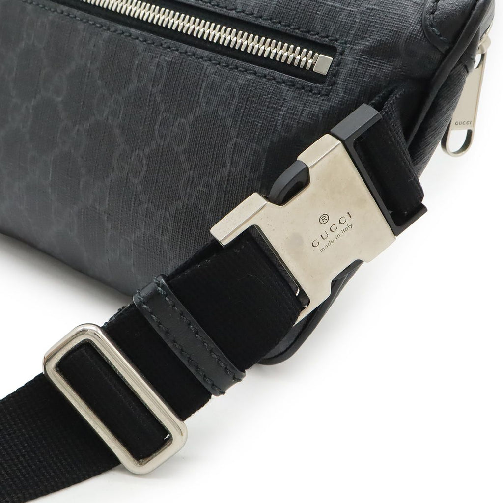 Gucci GG Supreme Large Waist Bag Leather Black Dark Gray — view 7