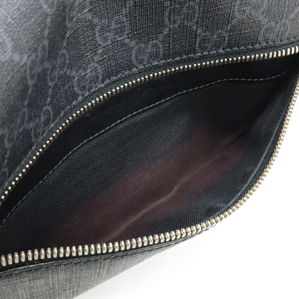 Gucci GG Supreme Large Waist Bag Leather Black Dark Gray — view 9