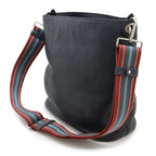 Prada Vitello Phoenix Shoulder Bag Striped Crossbody Leather Nero — view 2