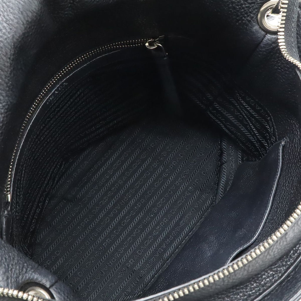 Prada Vitello Phoenix Shoulder Bag Striped Crossbody Leather Nero — view 7