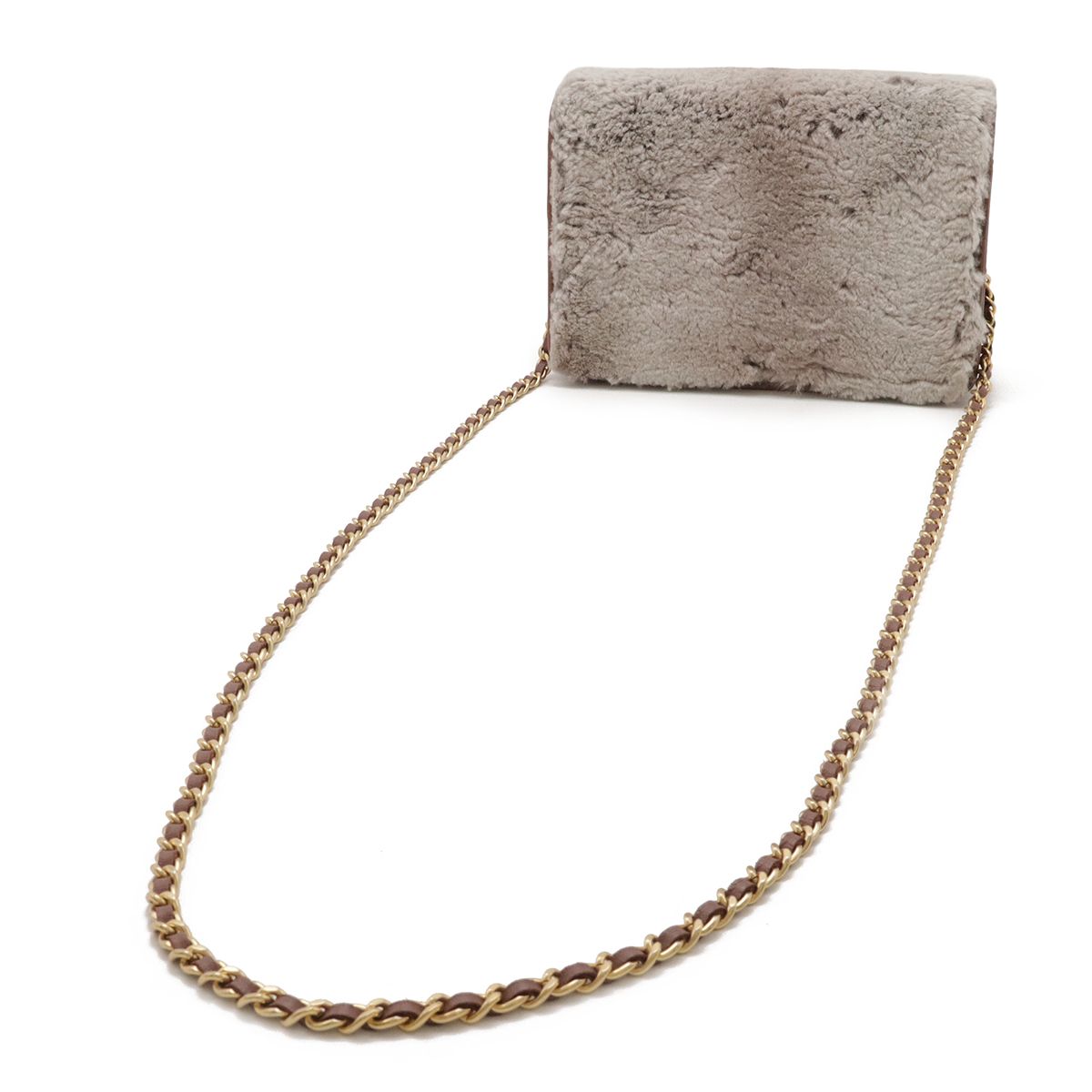 Chanel CC Logo Chain Wallet Shoulder Bag Pochette Crossbody Rabbit Fur — view 2