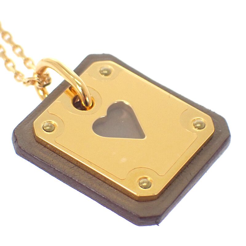 Hermes As de Coeur PM Necklace Pendant Beige Etoupe