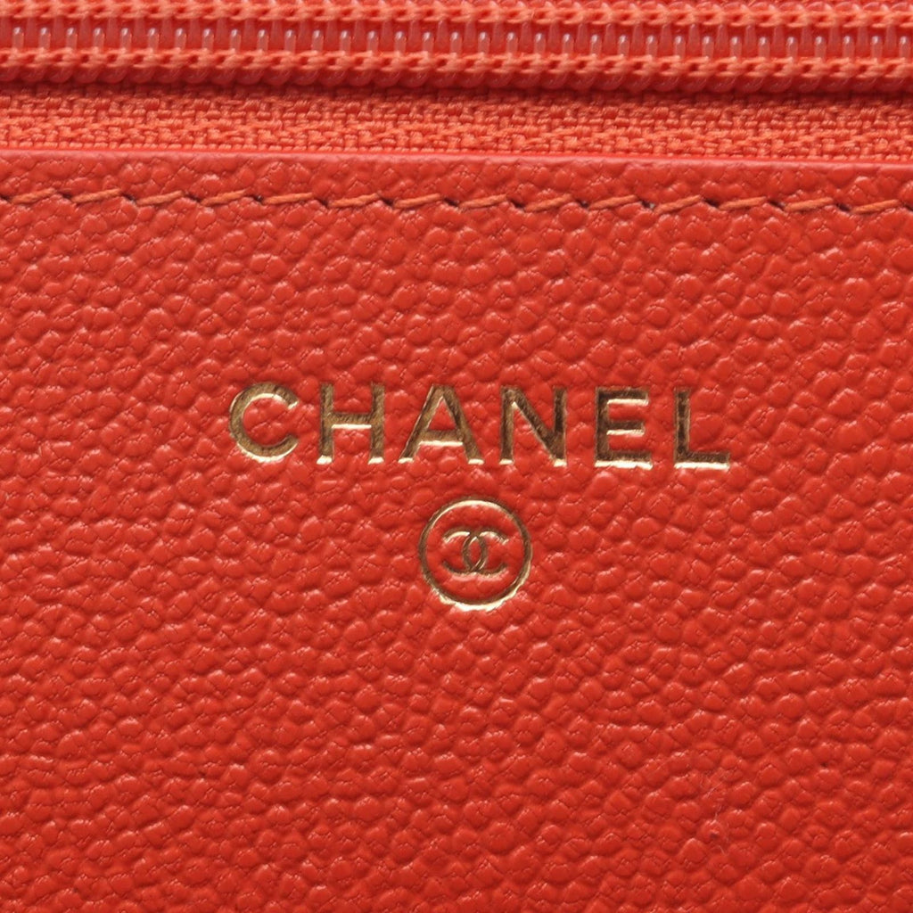Chanel Shoulder Bag Quilted Coco Rock Orange Leather Chain Wallet — view 4