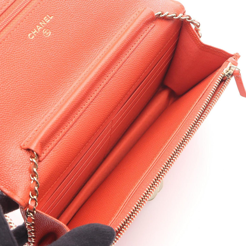 Chanel Shoulder Bag Quilted Coco Rock Orange Leather Chain Wallet — view 3