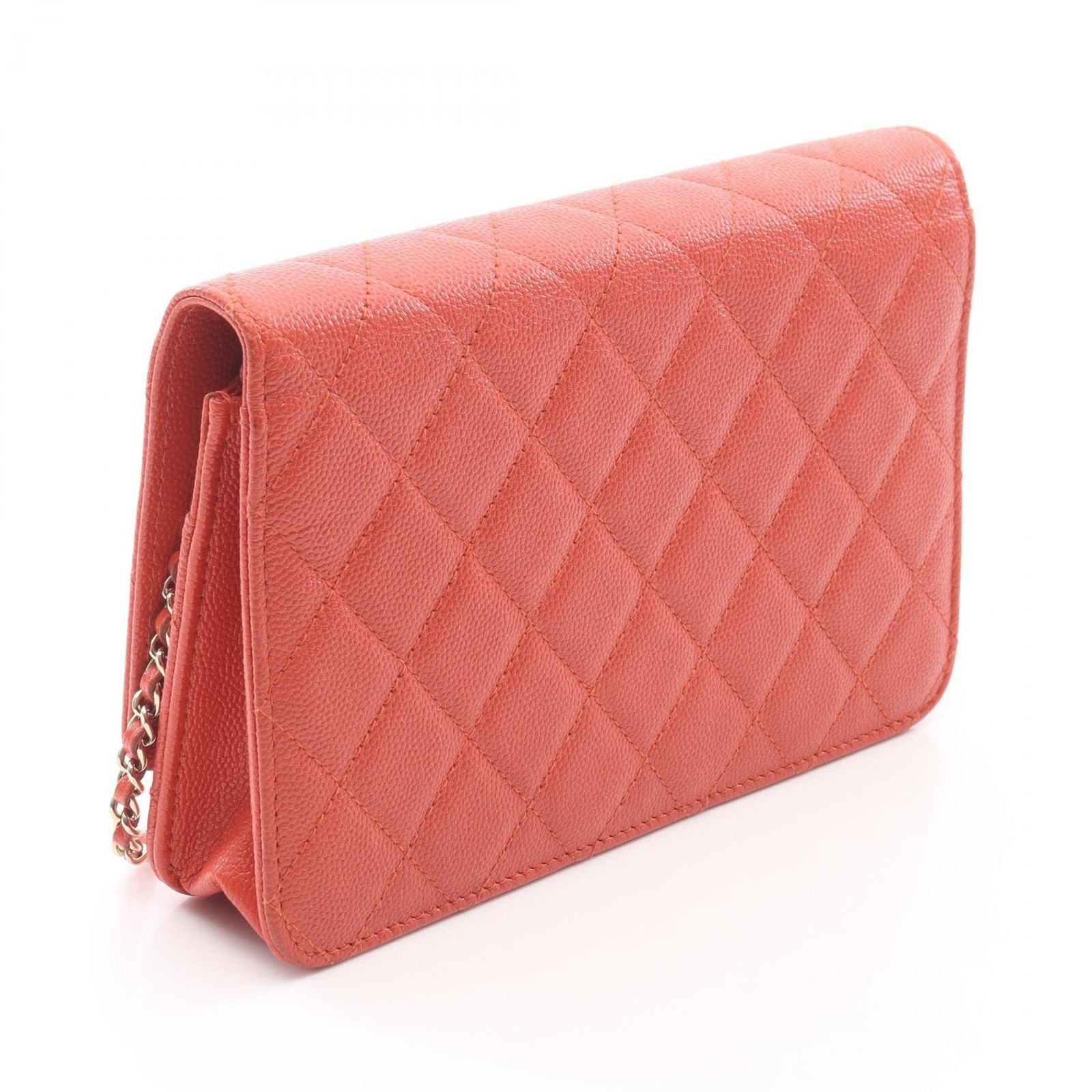 Chanel Shoulder Bag Quilted Coco Rock Orange Leather Chain Wallet — view 2