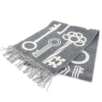 Hermes Hermrs Cashmere Muffler Kazak Keys Collection 100% Gray Key Scarf — view 3