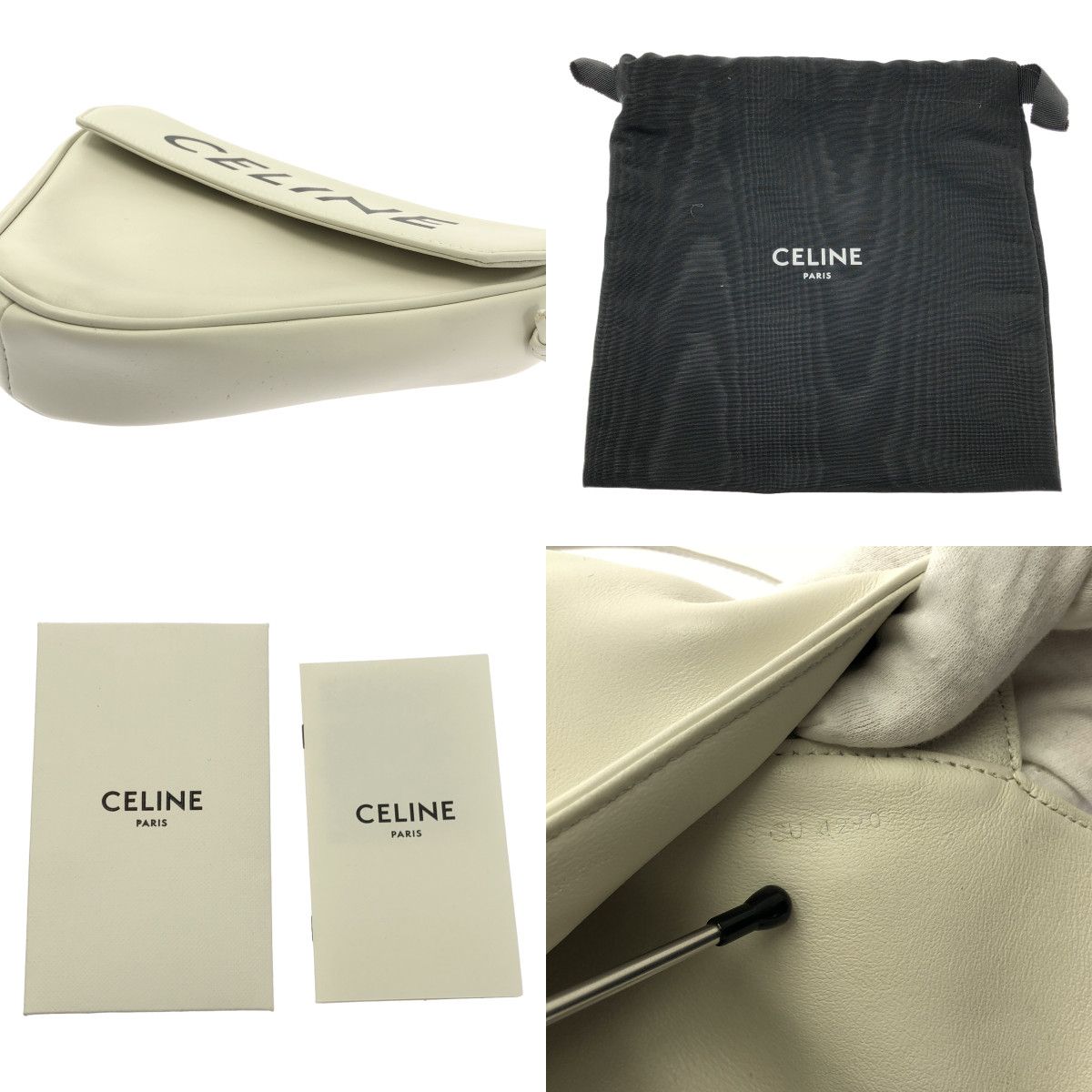 Celine Logo Triangle Shoulder Bag White — view 9