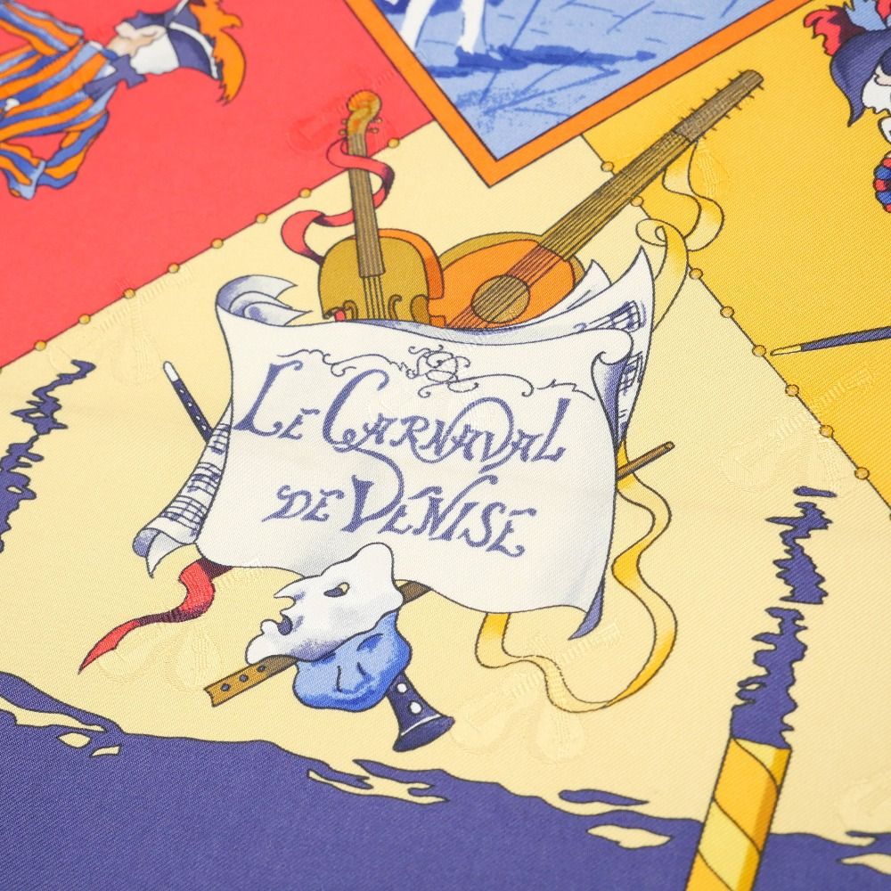 Hermes Carre 90 le Carnaval de Venise Carnival Scarf Silk Twill Navybased Multicolor — view 9
