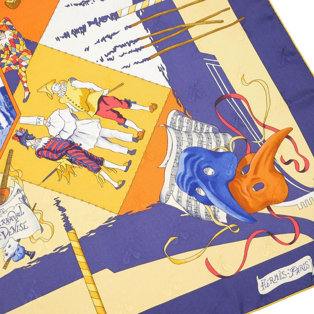Hermes Carre 90 le Carnaval de Venise Carnival Scarf Silk Twill Navybased Multicolor — view 7