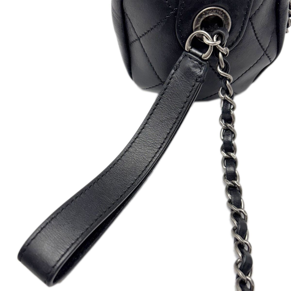 Chanel Bag Chain Shoulder 2-Way Logo Black Silver Gold Lambskin — view 4