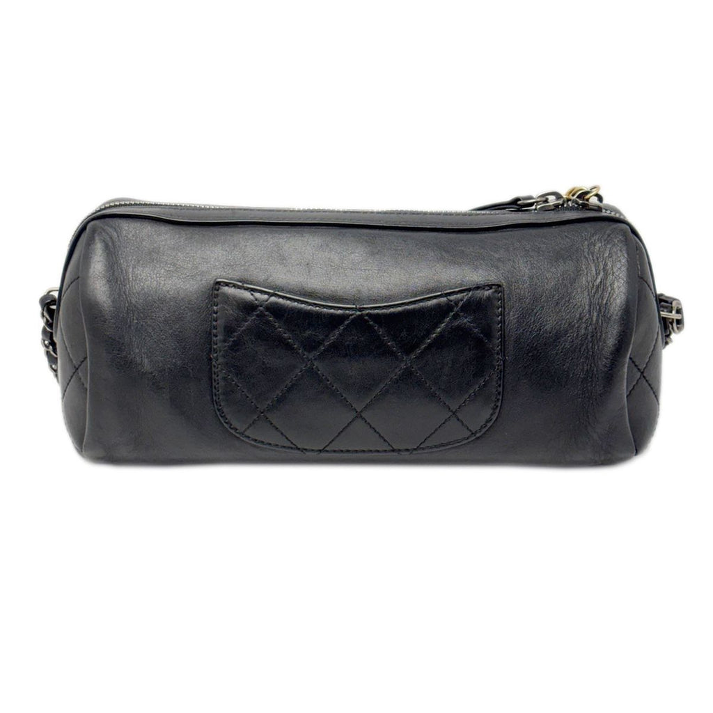 Chanel Bag Chain Shoulder 2-Way Logo Black Silver Gold Lambskin — view 6