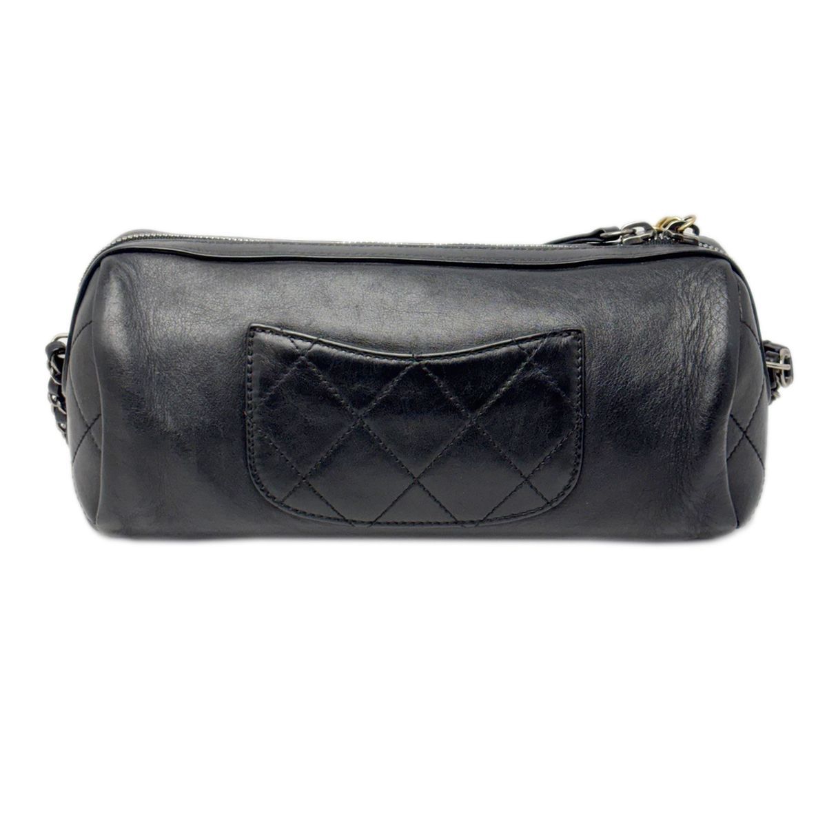 Chanel Bag Chain Shoulder 2-Way Logo Black Silver Gold Lambskin — view 6