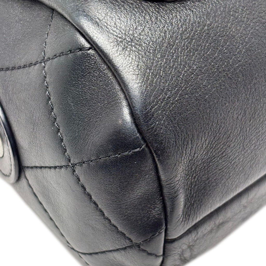 Chanel Bag Chain Shoulder 2-Way Logo Black Silver Gold Lambskin — view 8