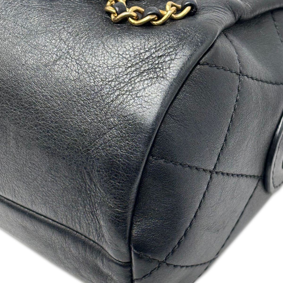 Chanel Bag Chain Shoulder 2-Way Logo Black Silver Gold Lambskin — view 9