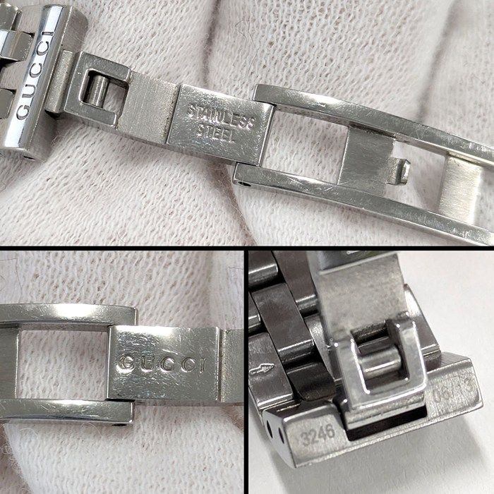 Gucci Watch Frame 128.4 3 Points Diamond Index Square White Shell Dial SS — view 5