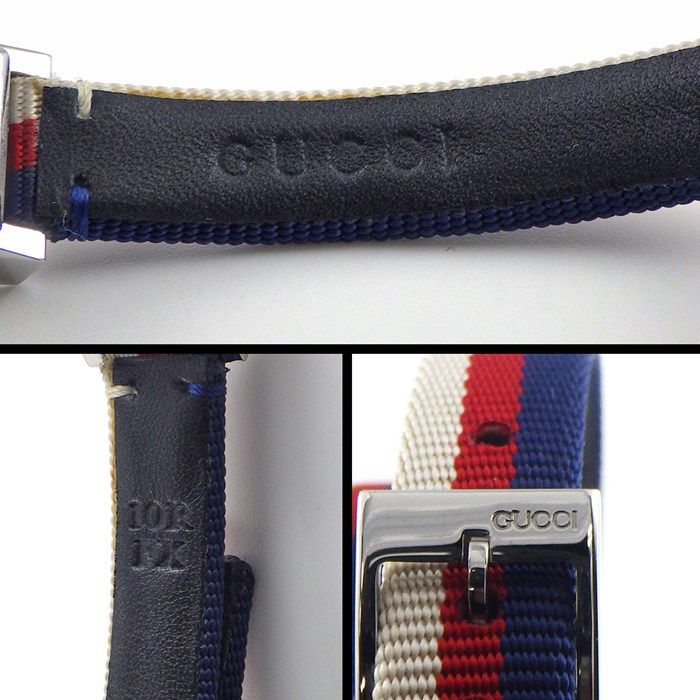 Gucci Watch Frame 147.5 Rectangular White Red Navy Dial Long — view 6