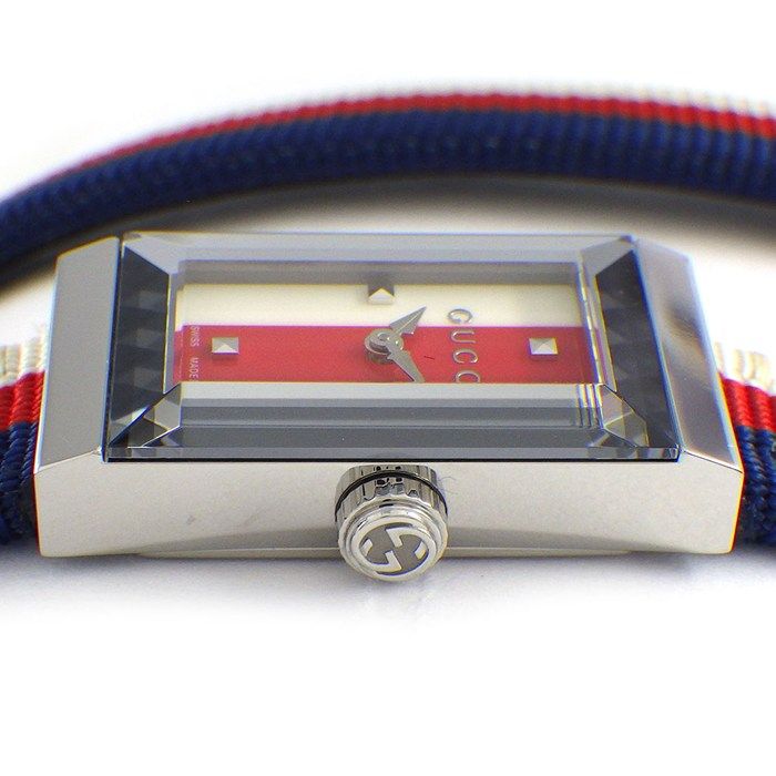 Gucci Watch Frame 147.5 Rectangular White Red Navy Dial Long — view 3