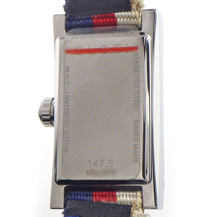 Gucci Watch Frame 147.5 Rectangular White Red Navy Dial Long — view 5