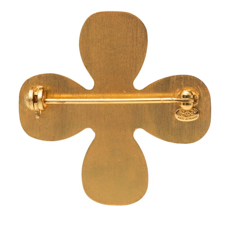Chanel CC Logo Clover Gold Plated Rhinestone — view 3