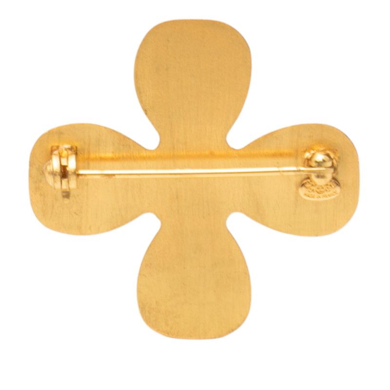 Chanel CC Logo Clover Gold Plated Rhinestone — view 2